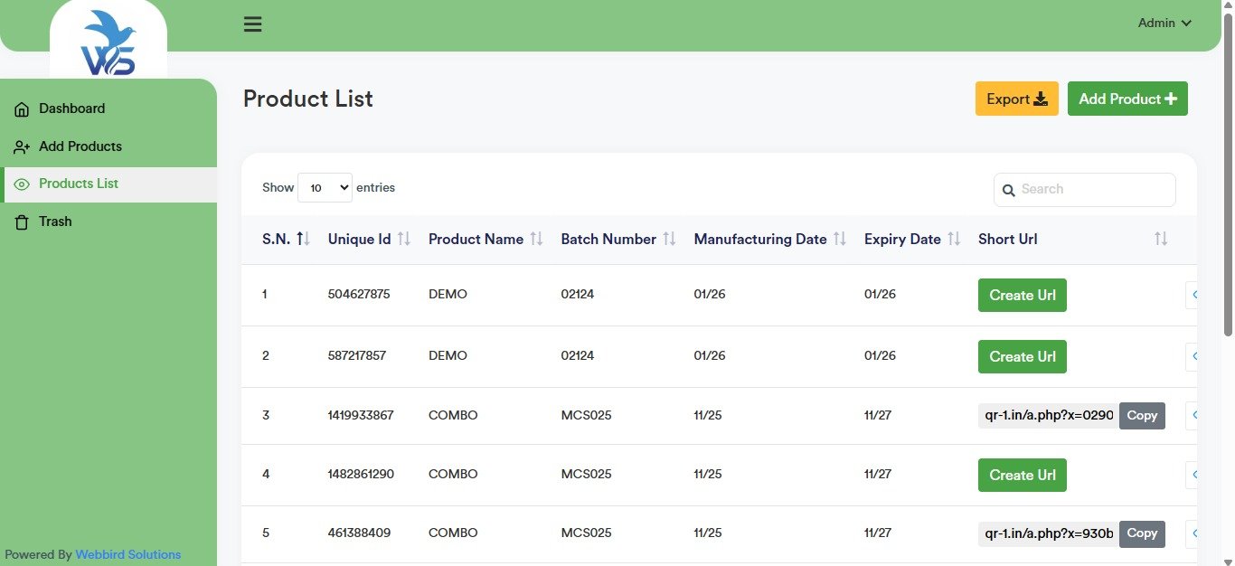 Demo Panel Login Screen